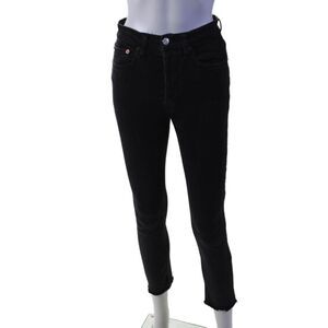 Re/Done Originals Womens Cotton Five Pocket Mid-Rise Skinny Jeans Black Size 25